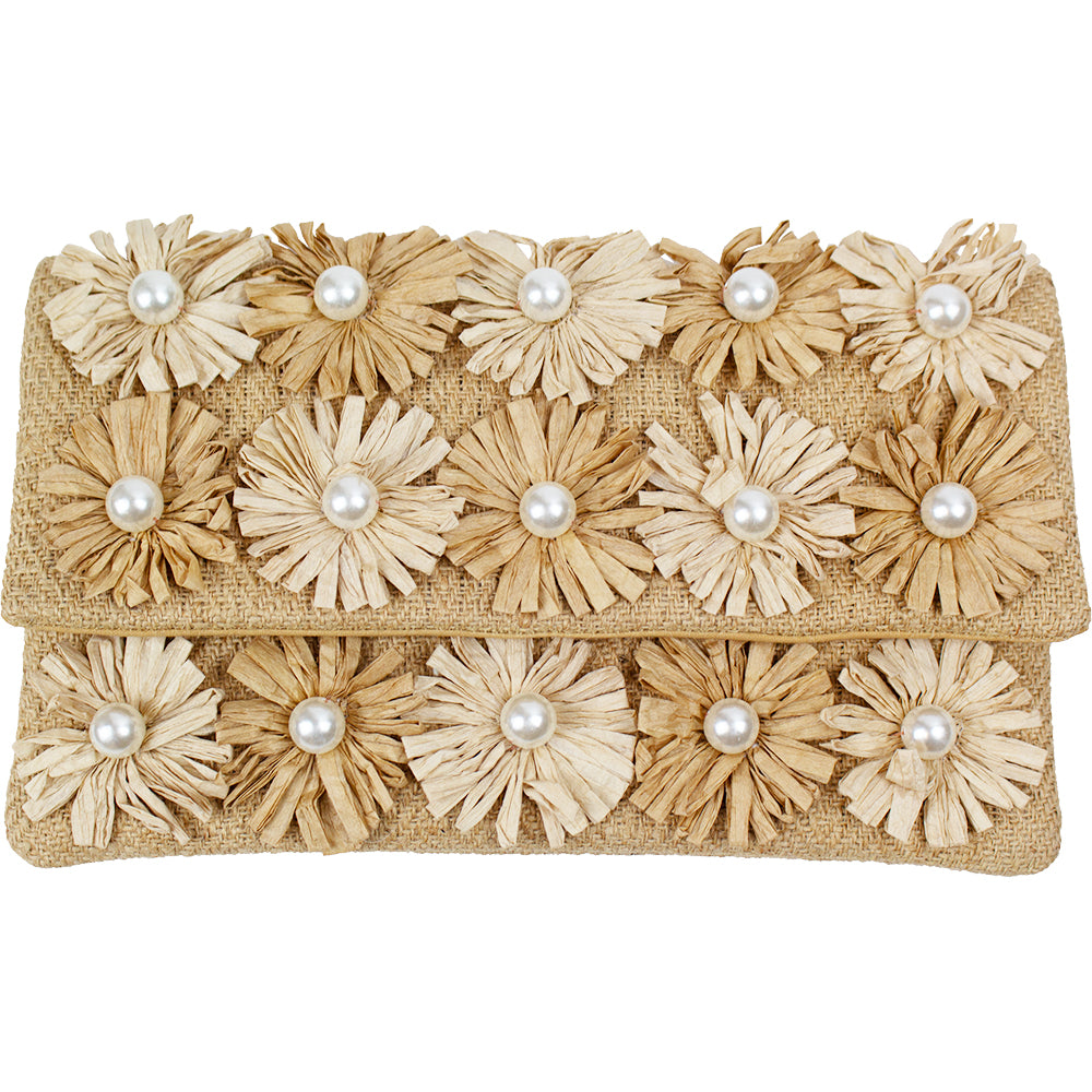 Flower Pearl Jute Clutch LAC-SS-811
