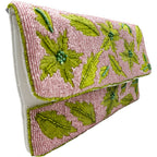 Embroidered Leaves Beaded Clutch LAC-SS-813