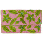Embroidered Leaves Beaded Clutch LAC-SS-813