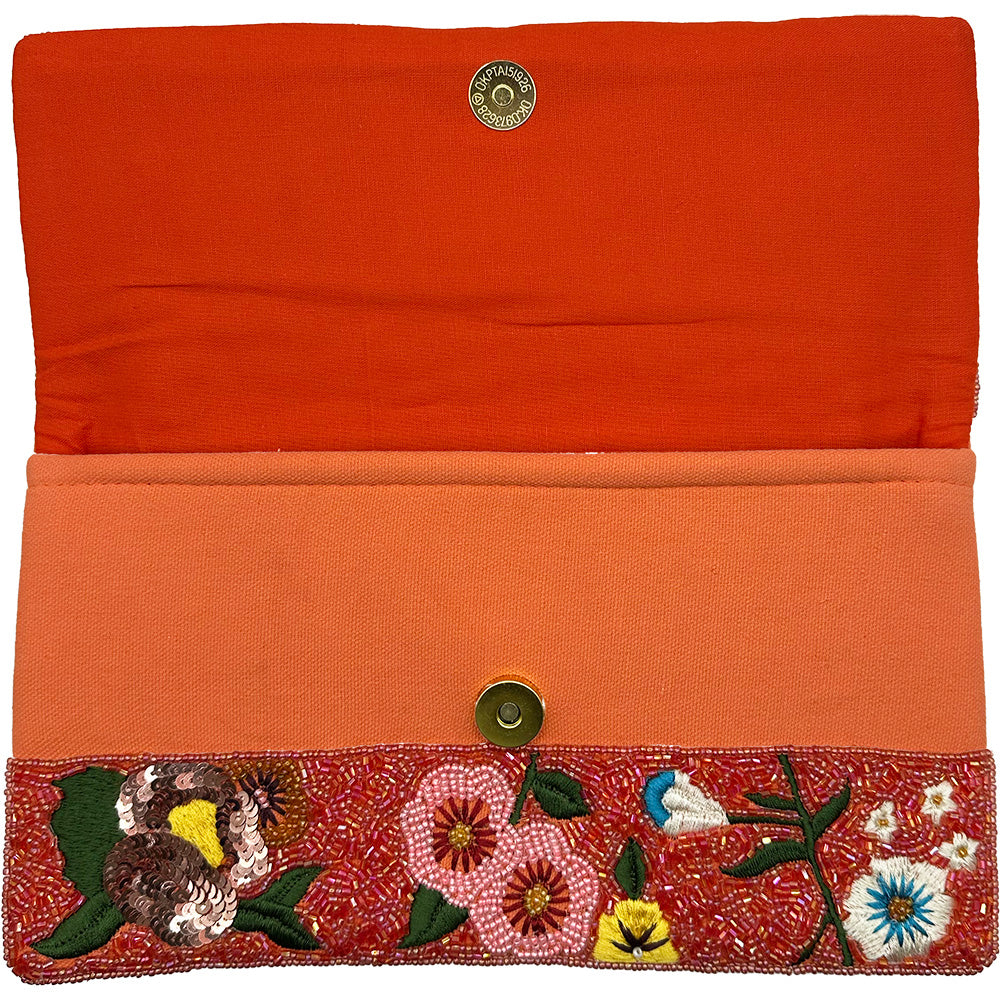 Red Flower Beaded Clutch LAC-SS-815