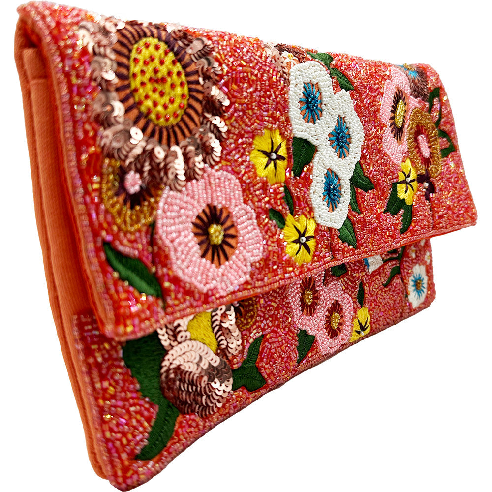 Red Flower Beaded Clutch LAC-SS-815