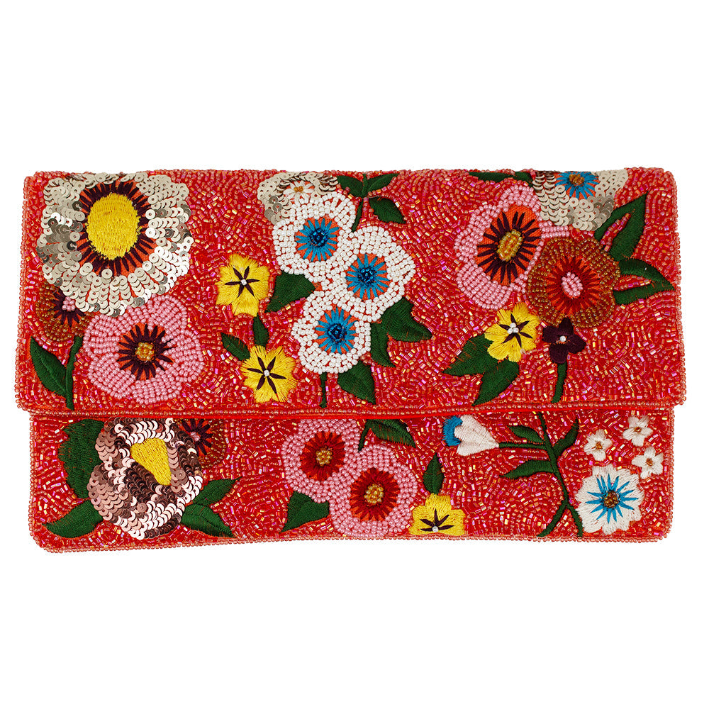 Red Flower Beaded Clutch LAC-SS-815