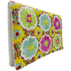 Yellow Pastel Flowers Beaded Clutch LAC-SS-818