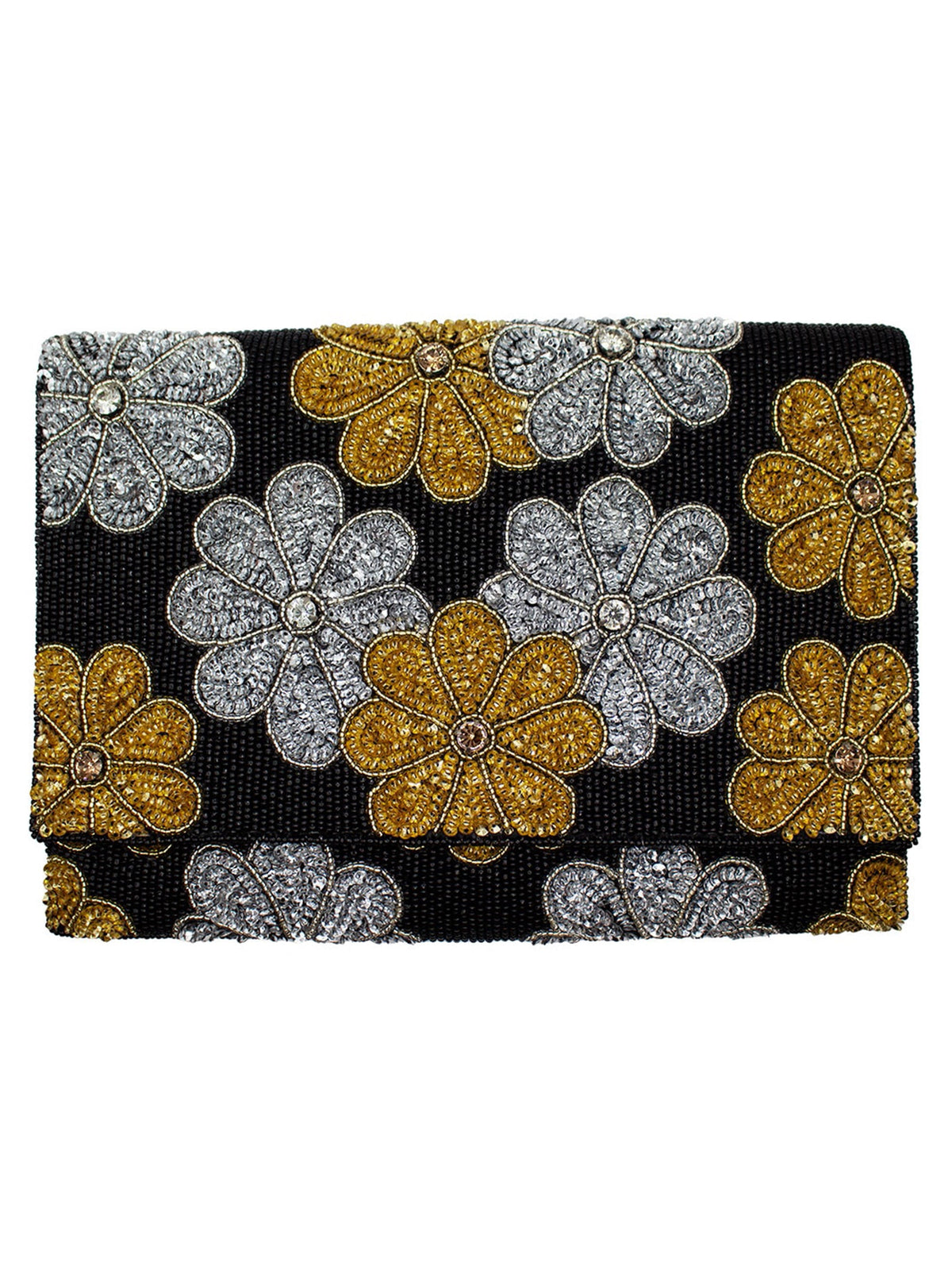 Daisy Flower Sequin Beaded Clutch LAC-SS-837