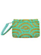 TURQUOISE & GOLD Beaded Wristlet LAC-WR-007