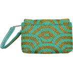 TURQUOISE & GOLD Beaded Wristlet LAC-WR-007