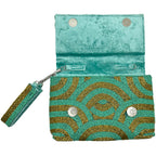 TURQUOISE & GOLD Beaded Wristlet LAC-WR-007