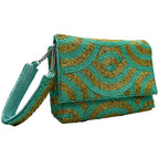 TURQUOISE & GOLD Beaded Wristlet LAC-WR-007