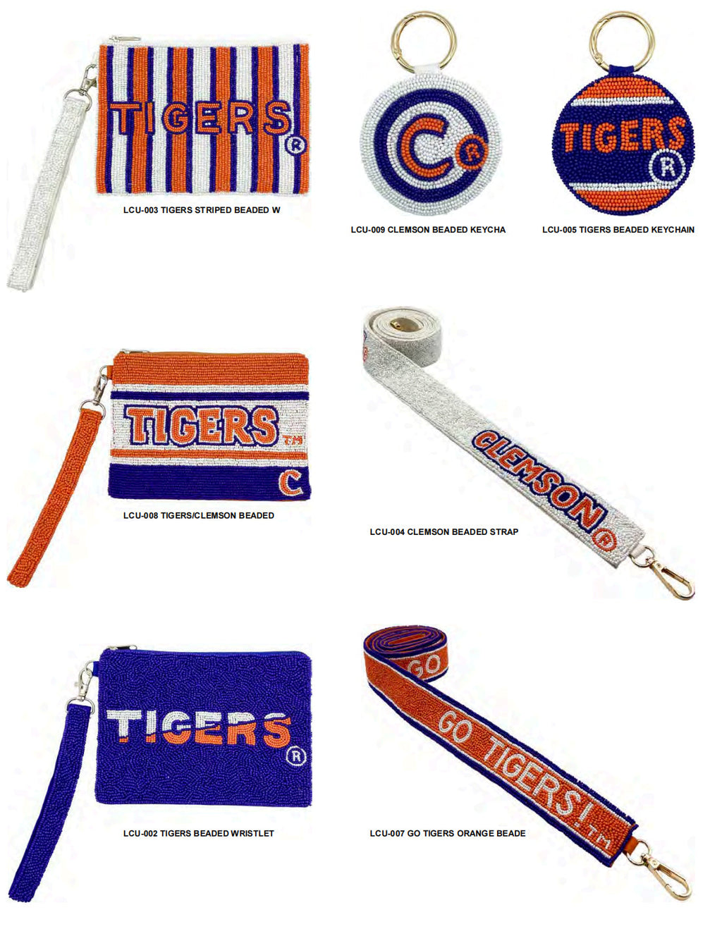 Go Tigers Orange Beaded Strap LCU-007