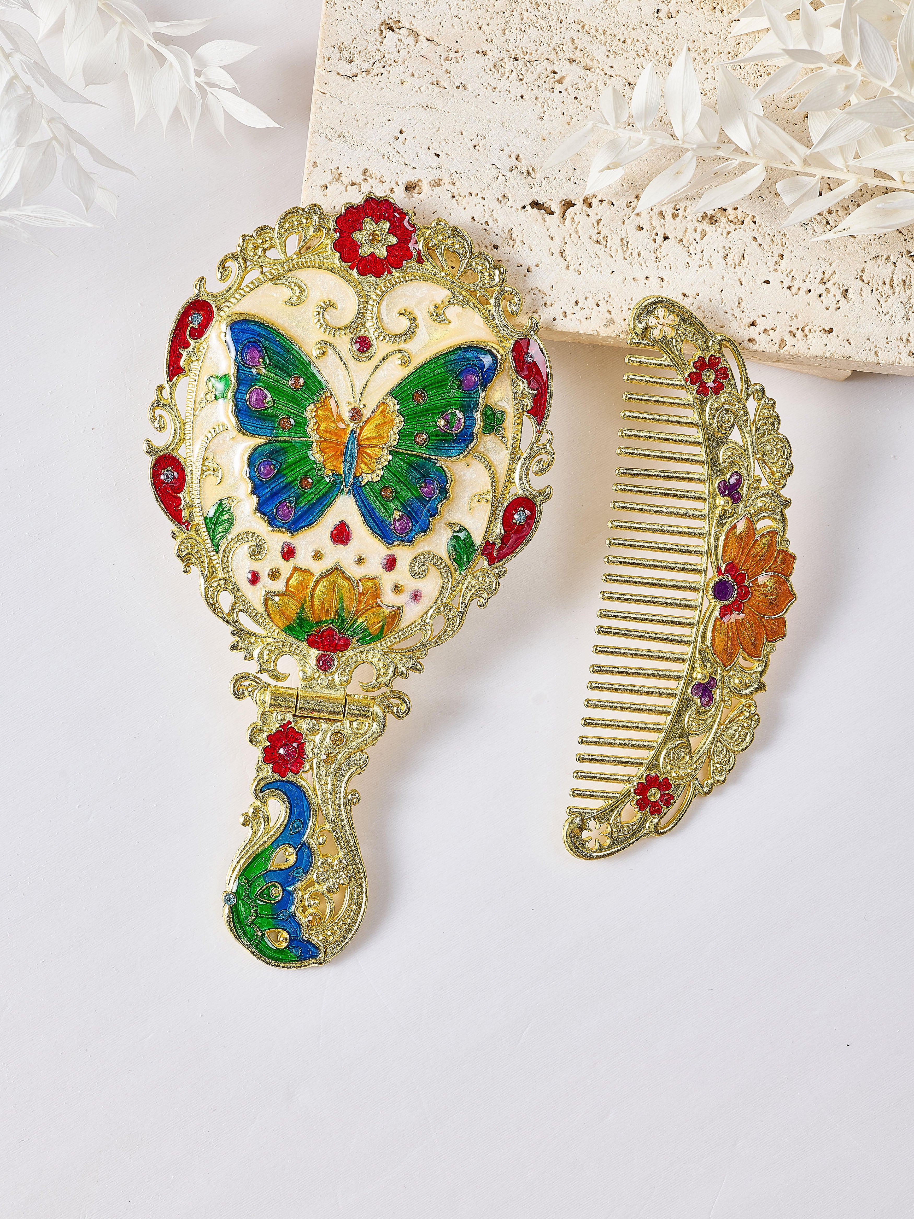 Medium Size Butterfly Metal Mirror Set M0392