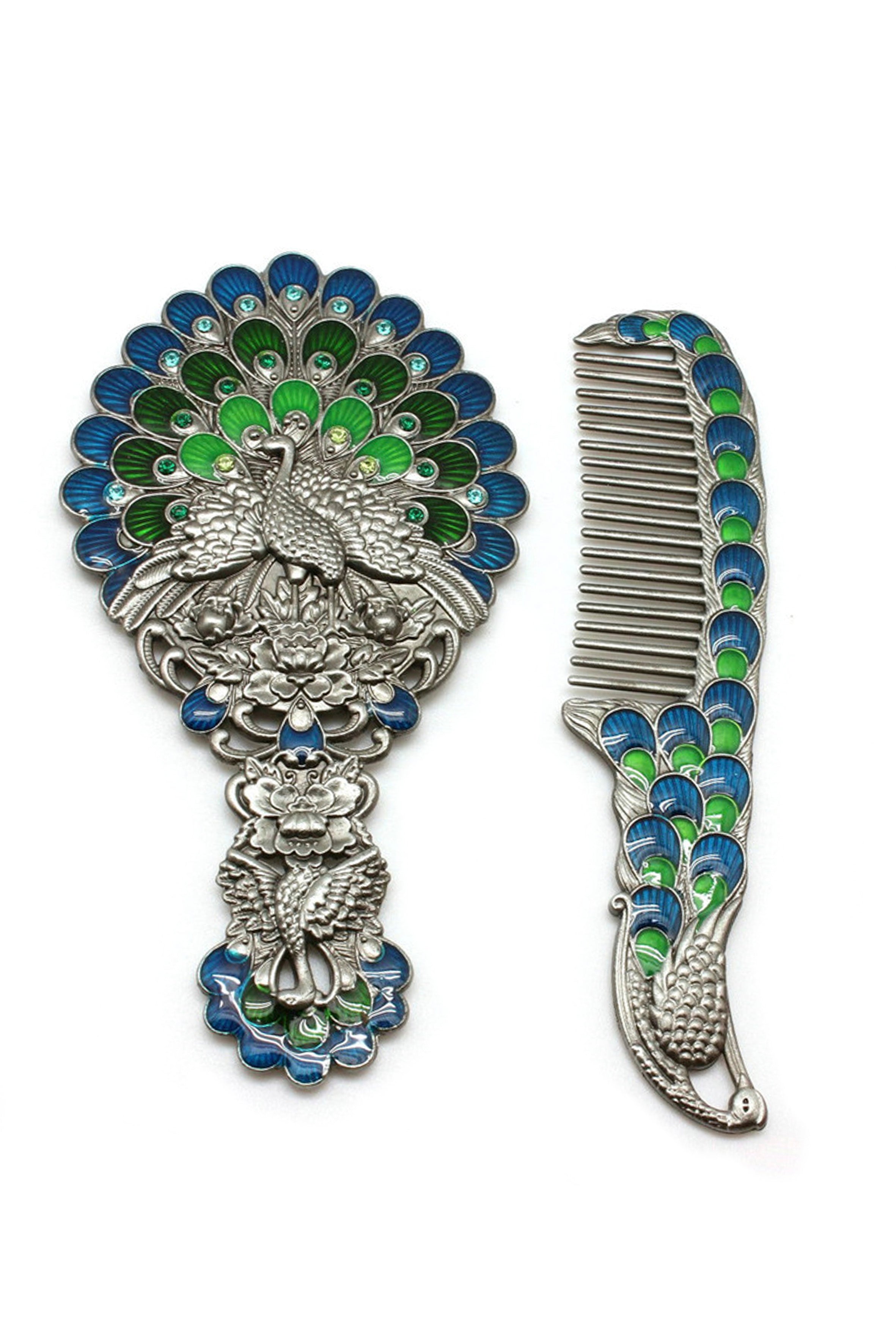 Small Size Peacock Alloy Mirror Set M0412
