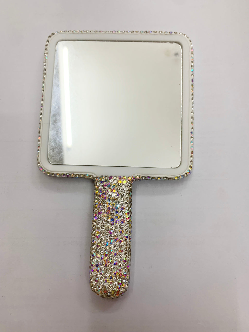 Square Ceramic Rhinestone Hand Mirror M0430
