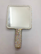 Square Ceramic Rhinestone Hand Mirror M0430