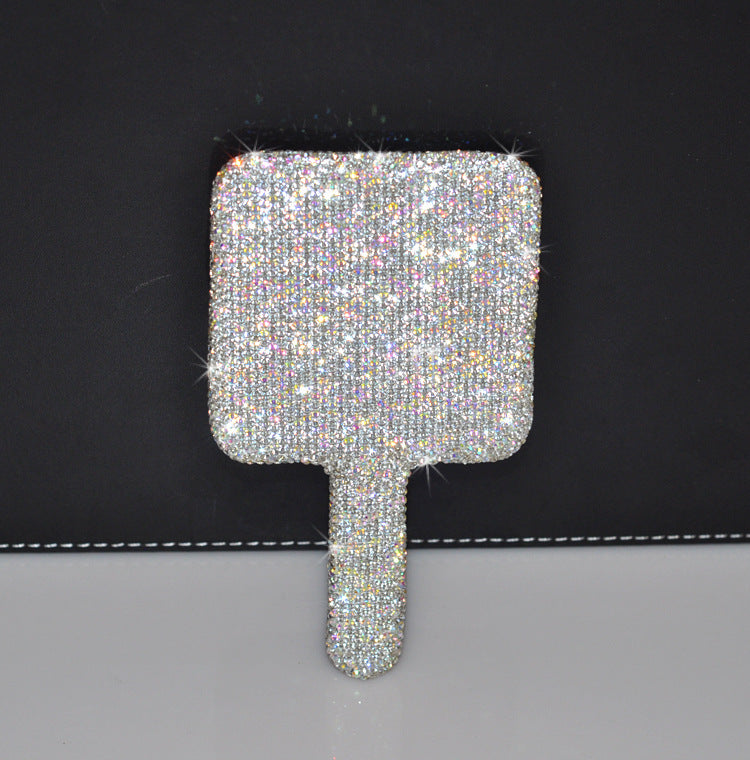 Square Ceramic Rhinestone Hand Mirror M0430