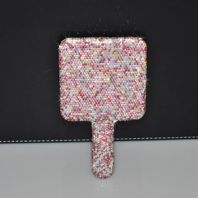 Square Ceramic Rhinestone Hand Mirror M0430