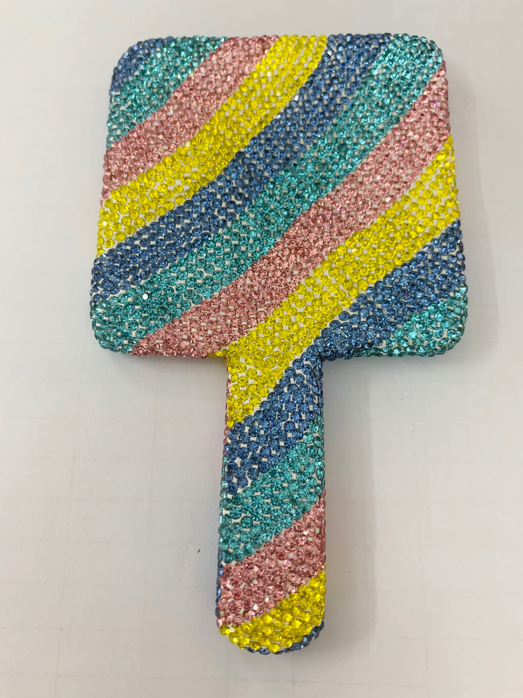 Square Ceramic Rhinestone Hand Mirror M0430