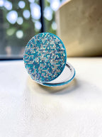Circle Ceramic Rhinestone Folding Makeup Mirror M0449