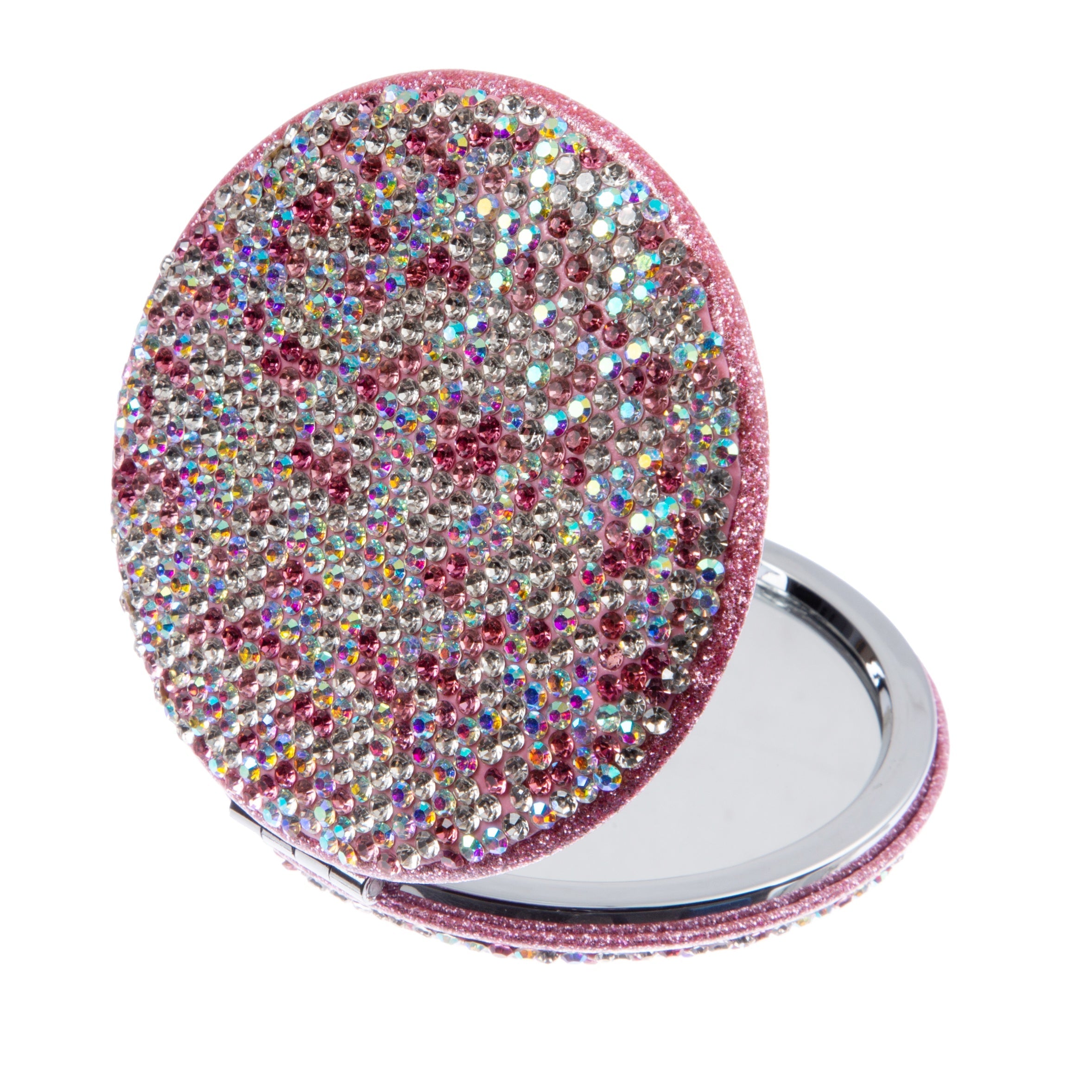 Circle Ceramic Rhinestone Folding Makeup Mirror M0449