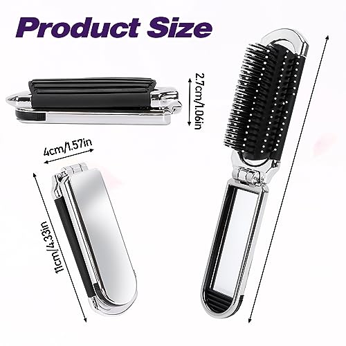 Ceramic Rhinestone Compact Foldable Travel Hair Brush And Mirror MIS1009 - view 2