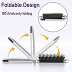 Ceramic Rhinestone Compact Foldable Travel Hair Brush And Mirror MIS1009