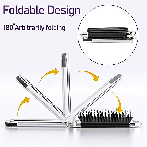 Ceramic Rhinestone Compact Foldable Travel Hair Brush And Mirror MIS1009 - view 12