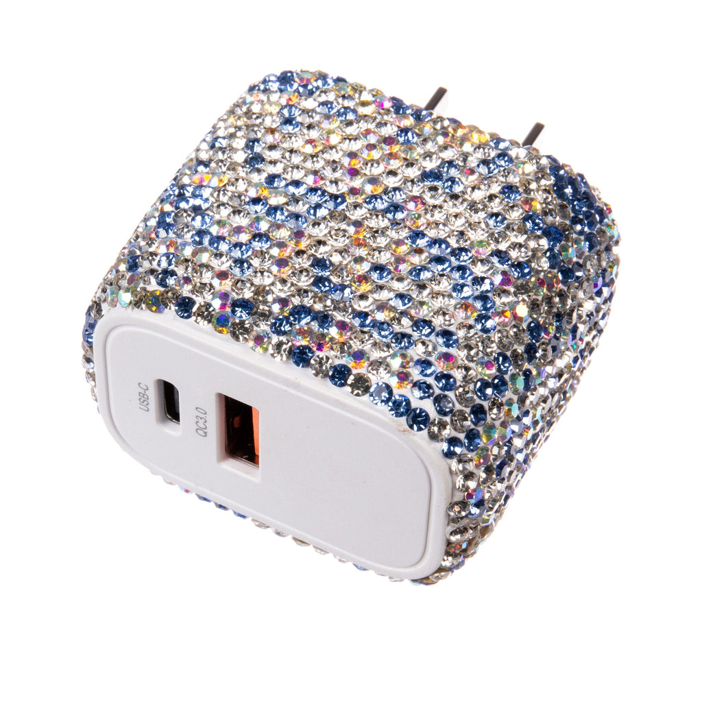 Ceramic Rhinestone USB-C & USB Dual Wall Charger MIS1022