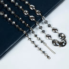 Classic Chandalier Crystal Long Necklaces N1130-Bronze Gray