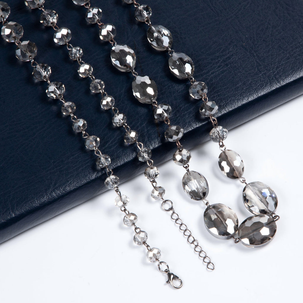 Classic Chandalier Crystal Long Necklaces N1130-Grey