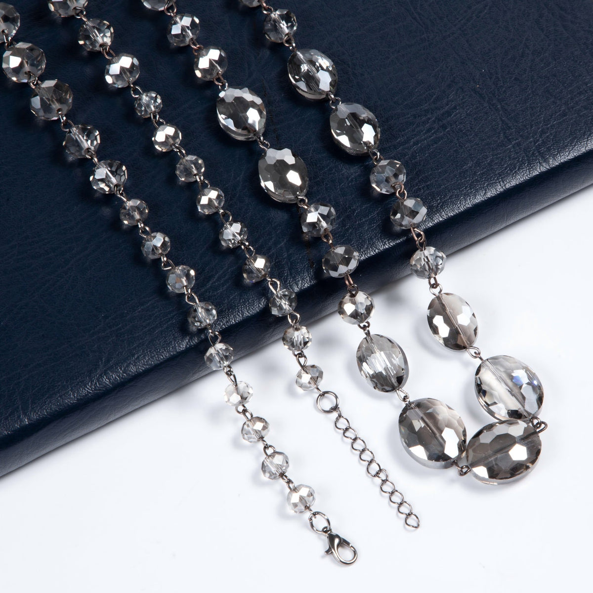 Classic Chandalier Crystal Long Necklaces N1130-Grey
