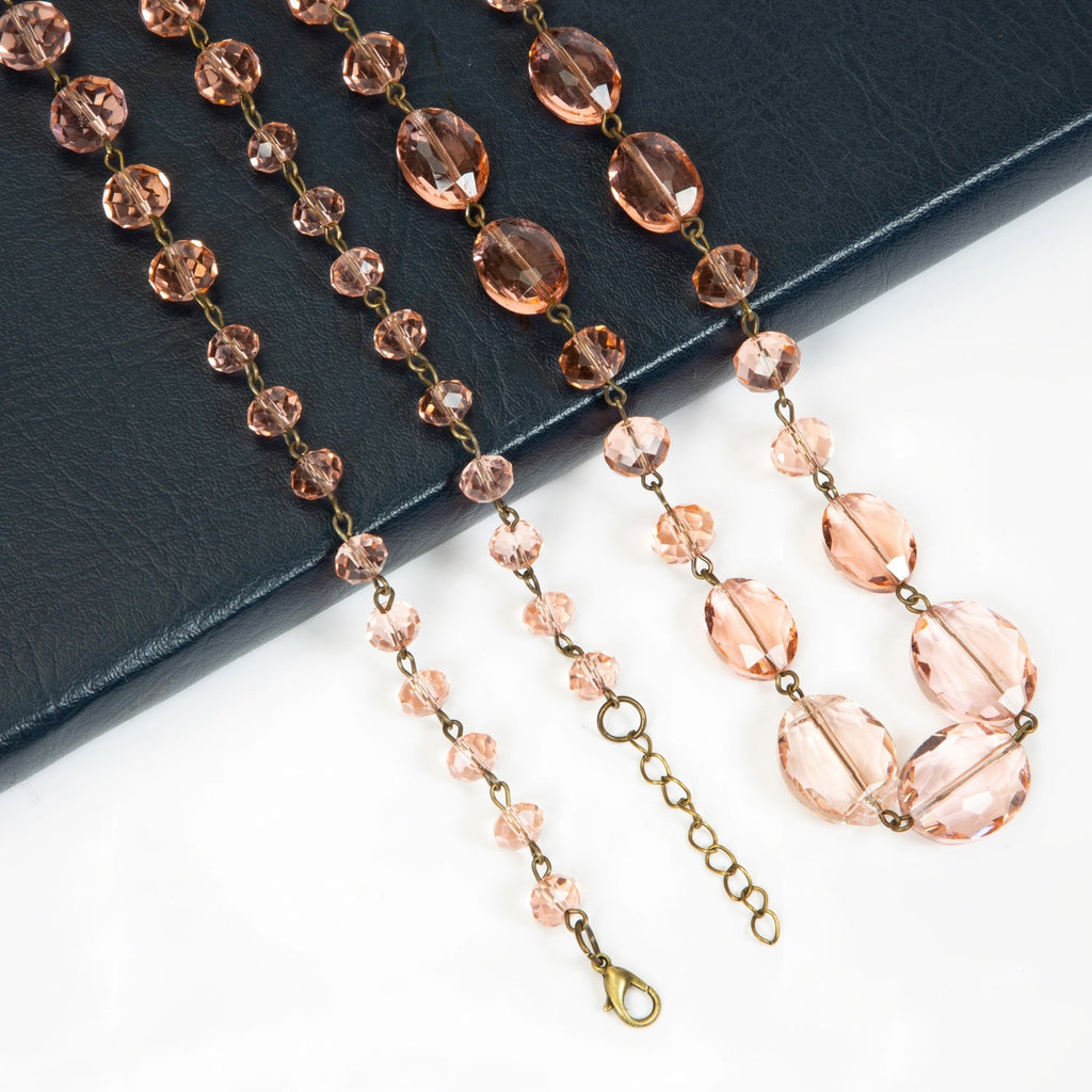 Classic Chandalier Crystal Long Necklaces N1130-Pink