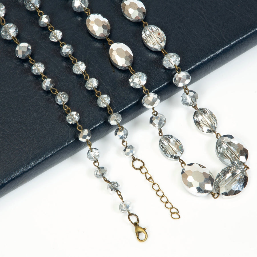 Classic Chandelier Crystal Long Necklace N1130-Silver