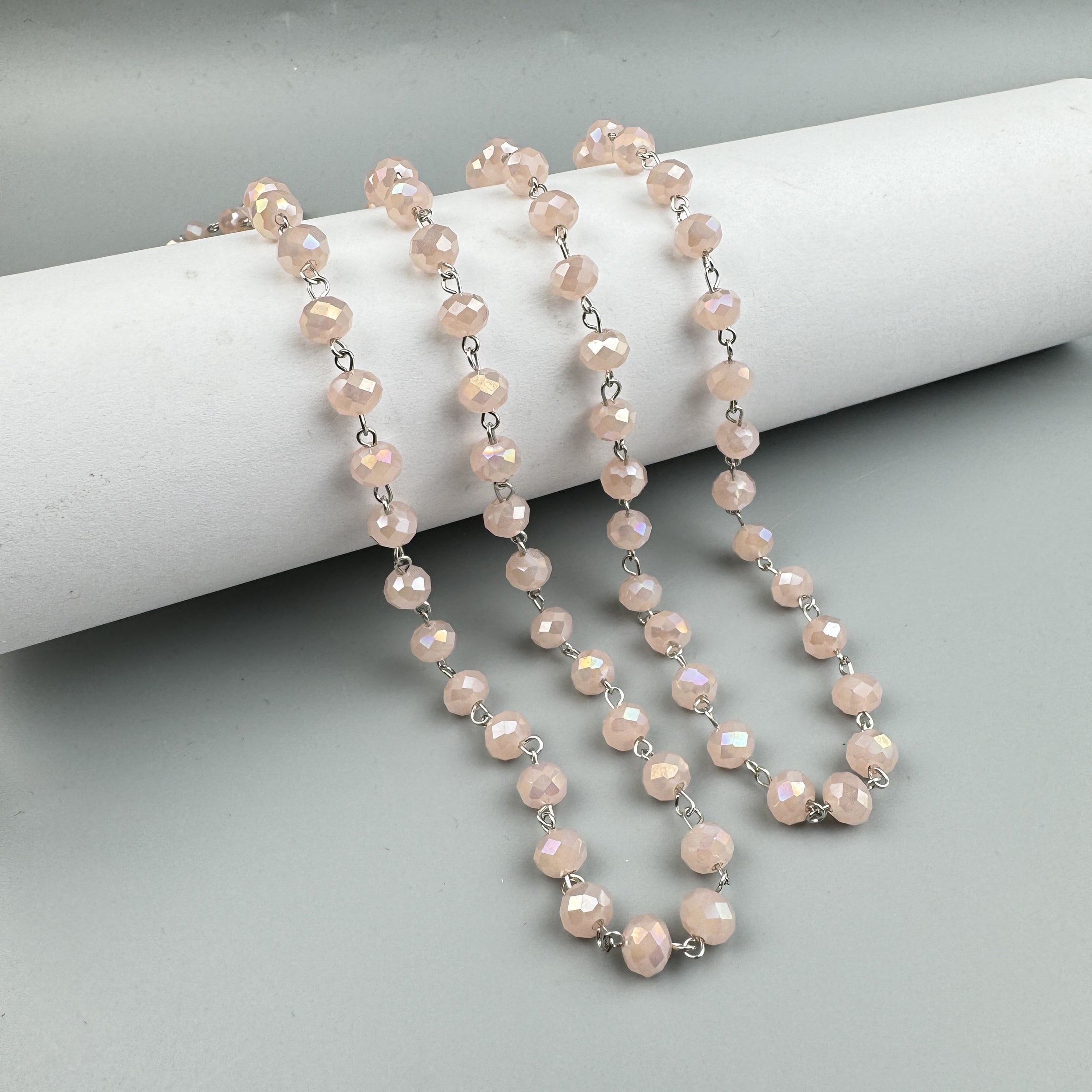 Crystal Beads Chain Necklace N1163-120-WH