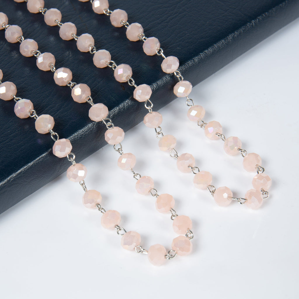Crystal Beads Chain Necklace N1163-120-WH