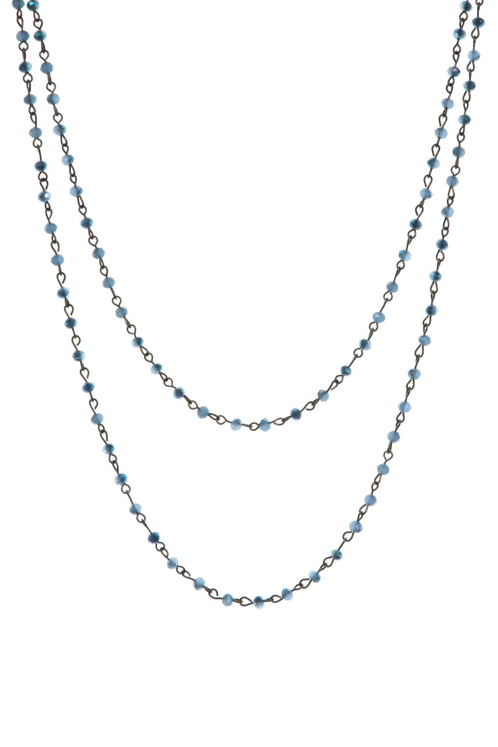 Crystal Beads Chain Necklace N1163-124-Bronze