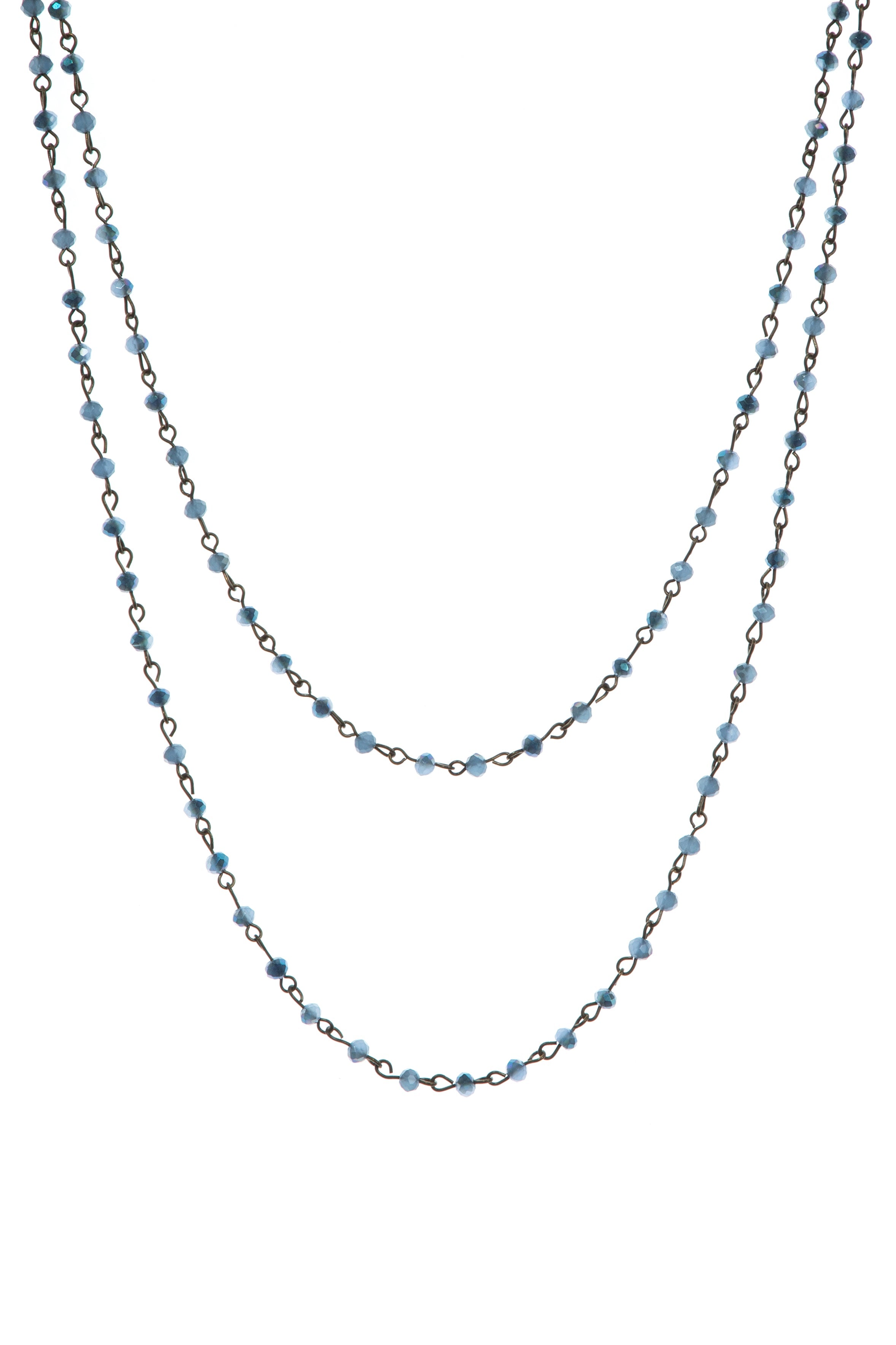 Crystal Beads Chain Necklace N1163-124-Bronze