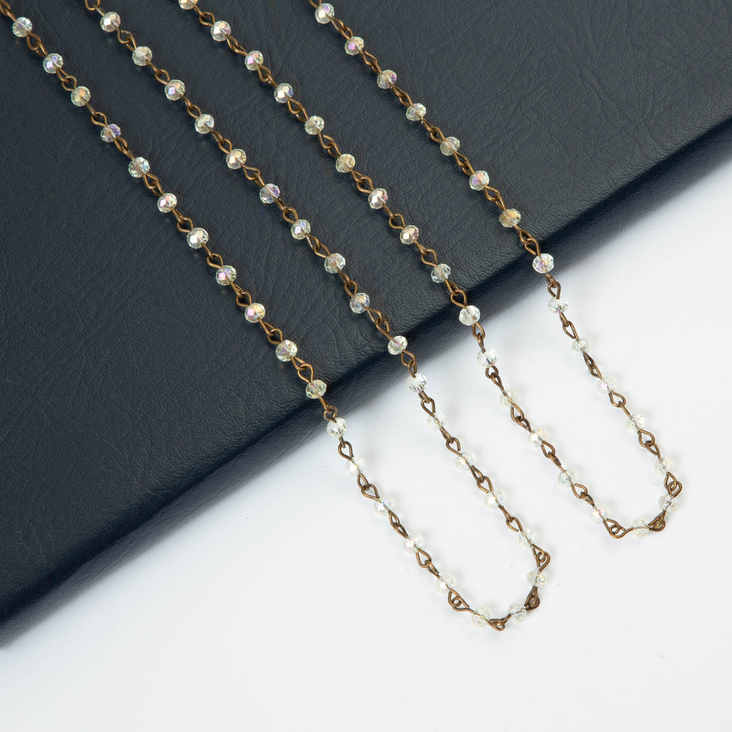 Crystal Beaded Chain Necklace N1163-136-BZ - view 2