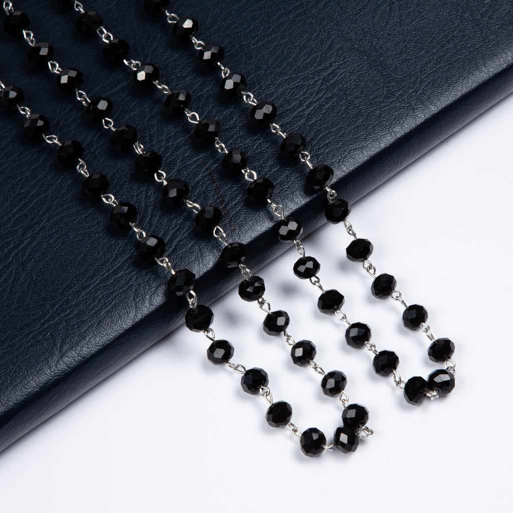 Crystal Beads Chain Necklace N1163-15-WH
