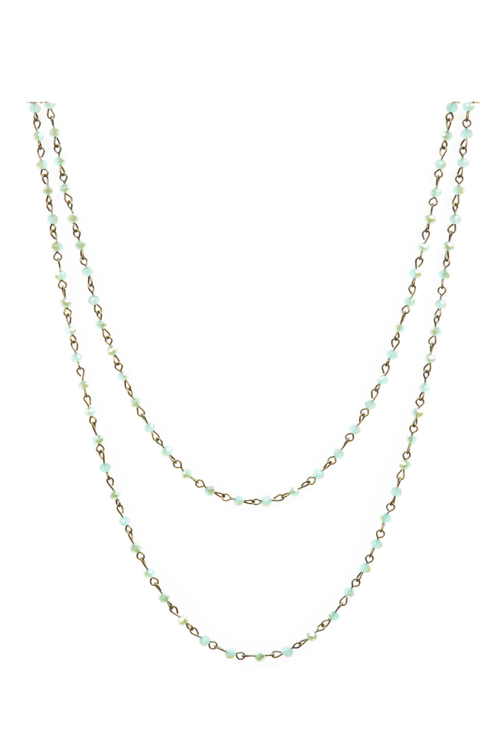 Crystal Beaded Chain Necklace N1163-181-BZ - view 2