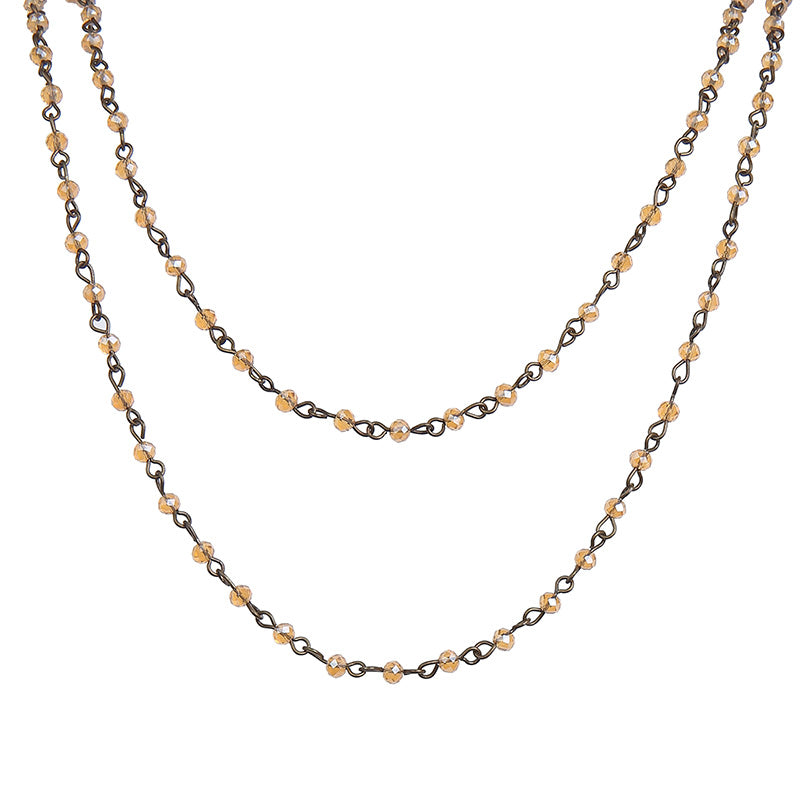 Crystal Beads Chain Necklace N1163-24-Bronze
