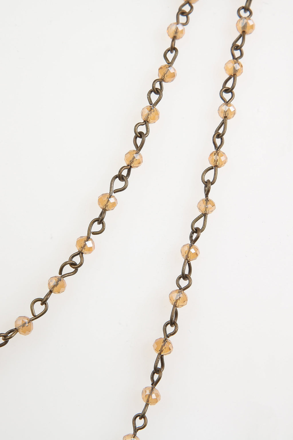 Crystal Beads Chain Necklace N1163-24-Bronze