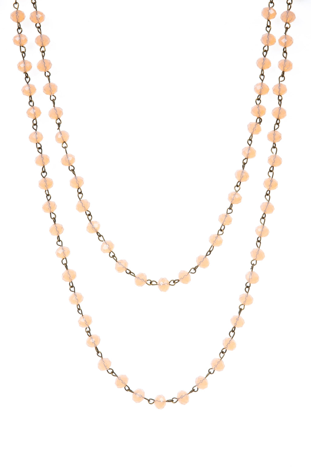 Crystal Beads Chain Necklace N1163-24-Bronze