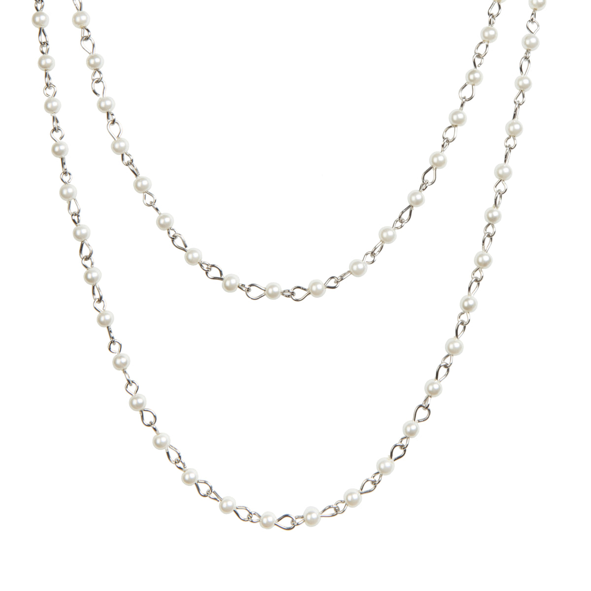 Pearl Beaded Chain Necklace N1163-30-WH - view 4