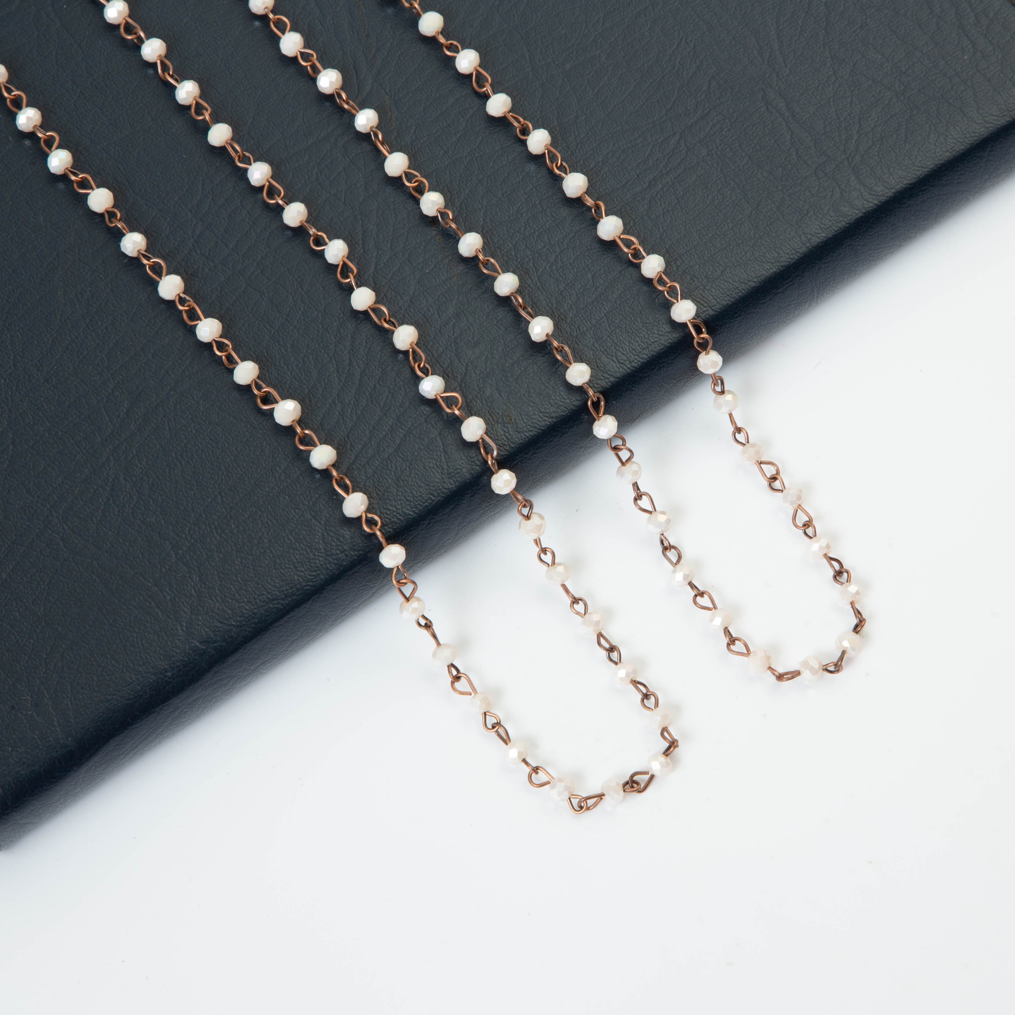 Crystal Beads Chain Necklace N1163-60-CR