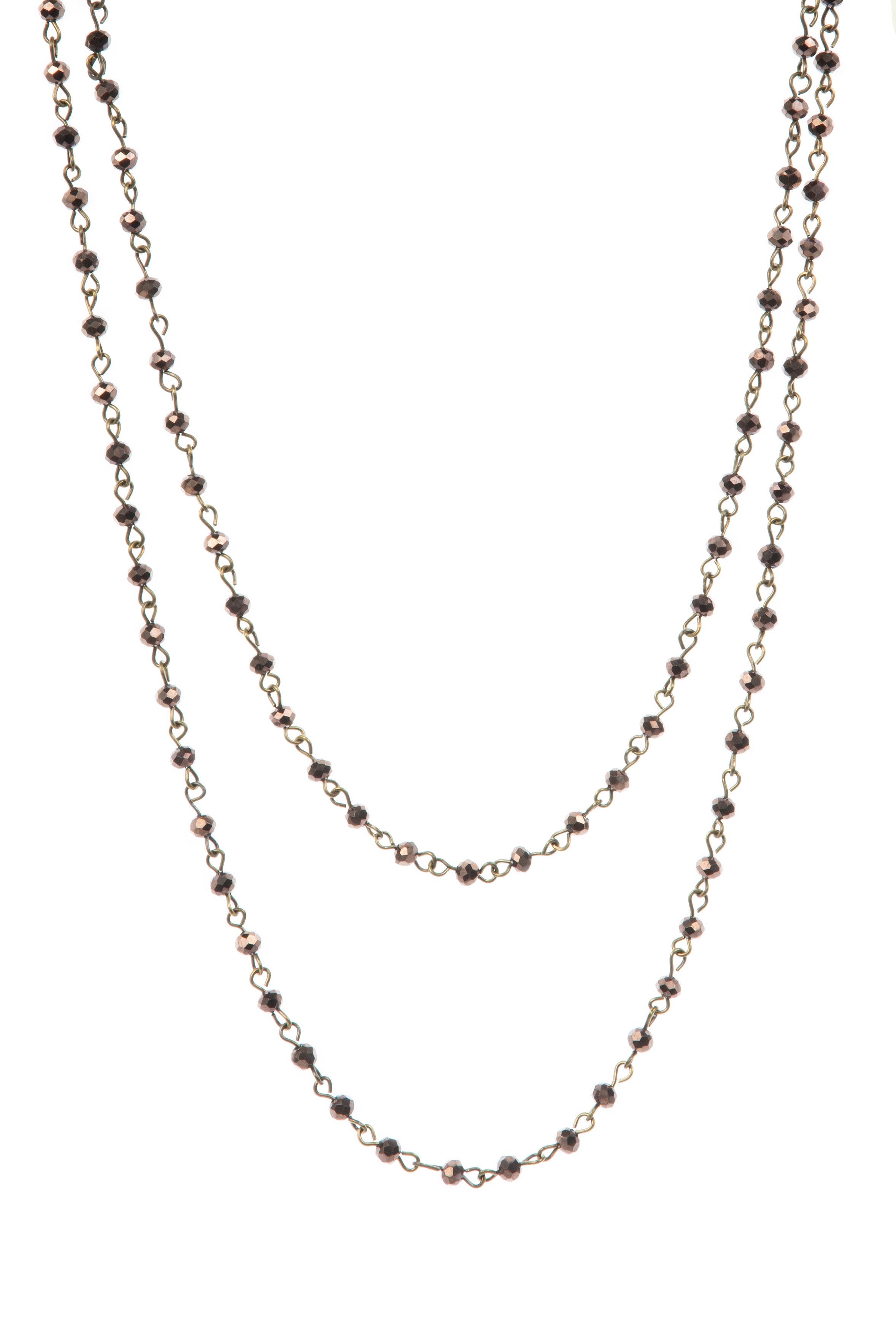 Crystal Beads Chain Necklace N1163-65-BZ