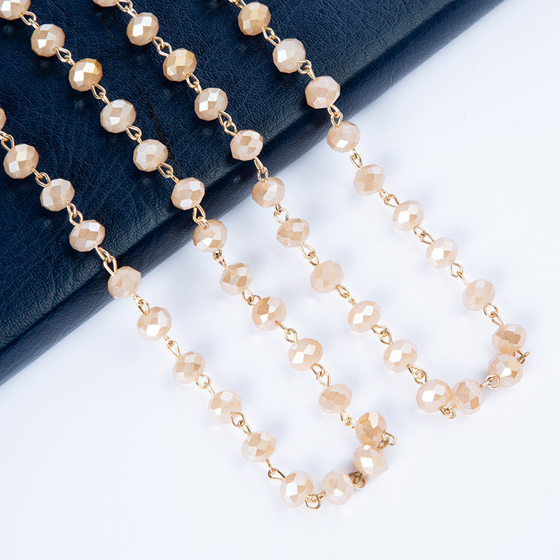 Crystal Beaded Chain Necklace N1163-8-GD