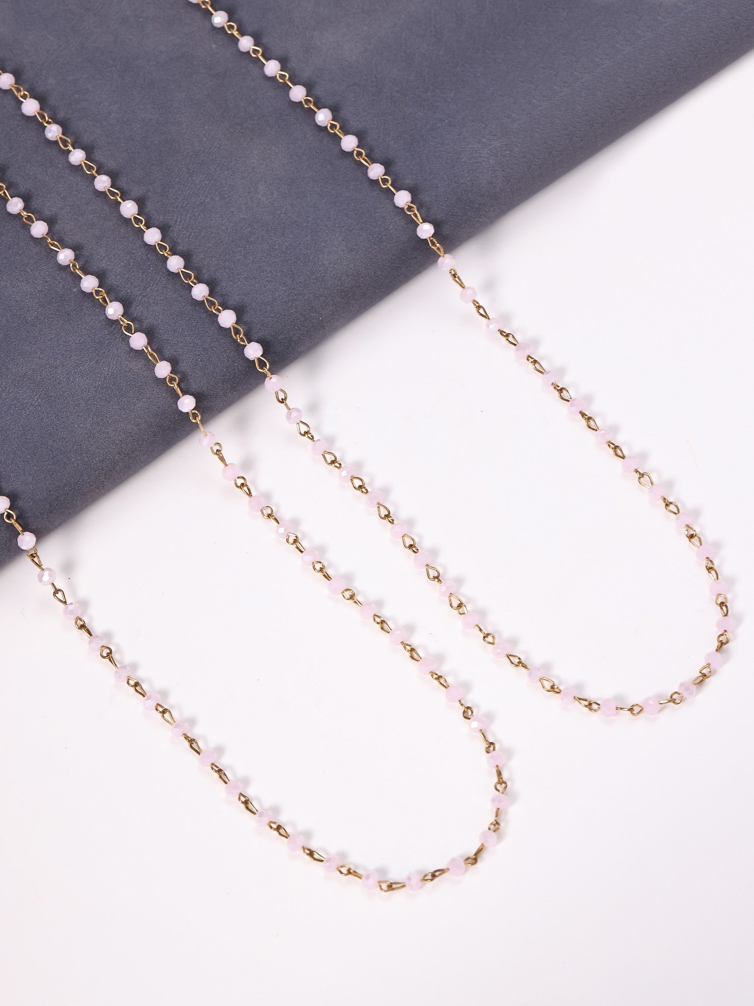 Crystal Beads Chain Necklace N1163-120-GD