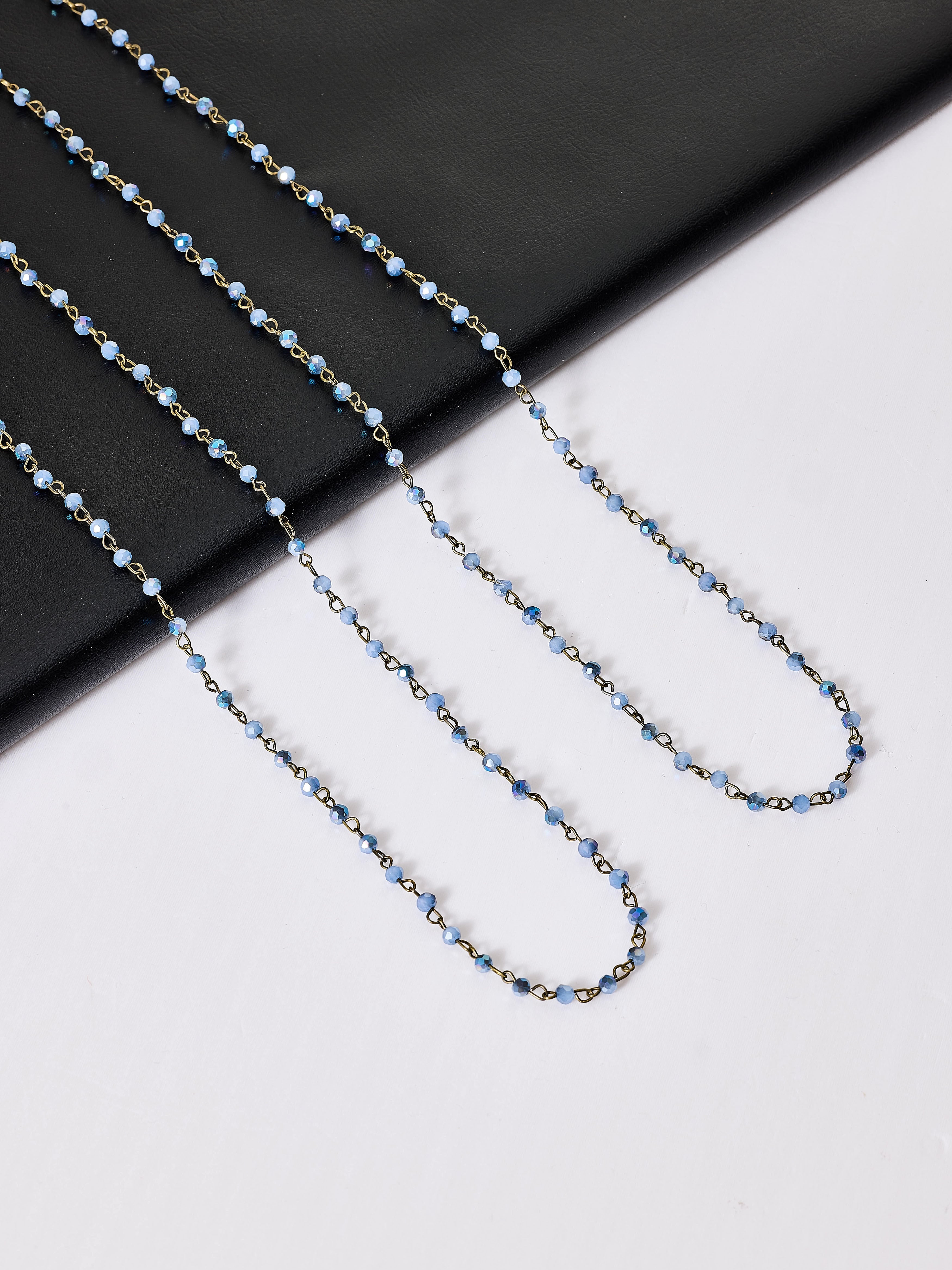 Crystal Beads Chain Necklace N1163-124-Bronze