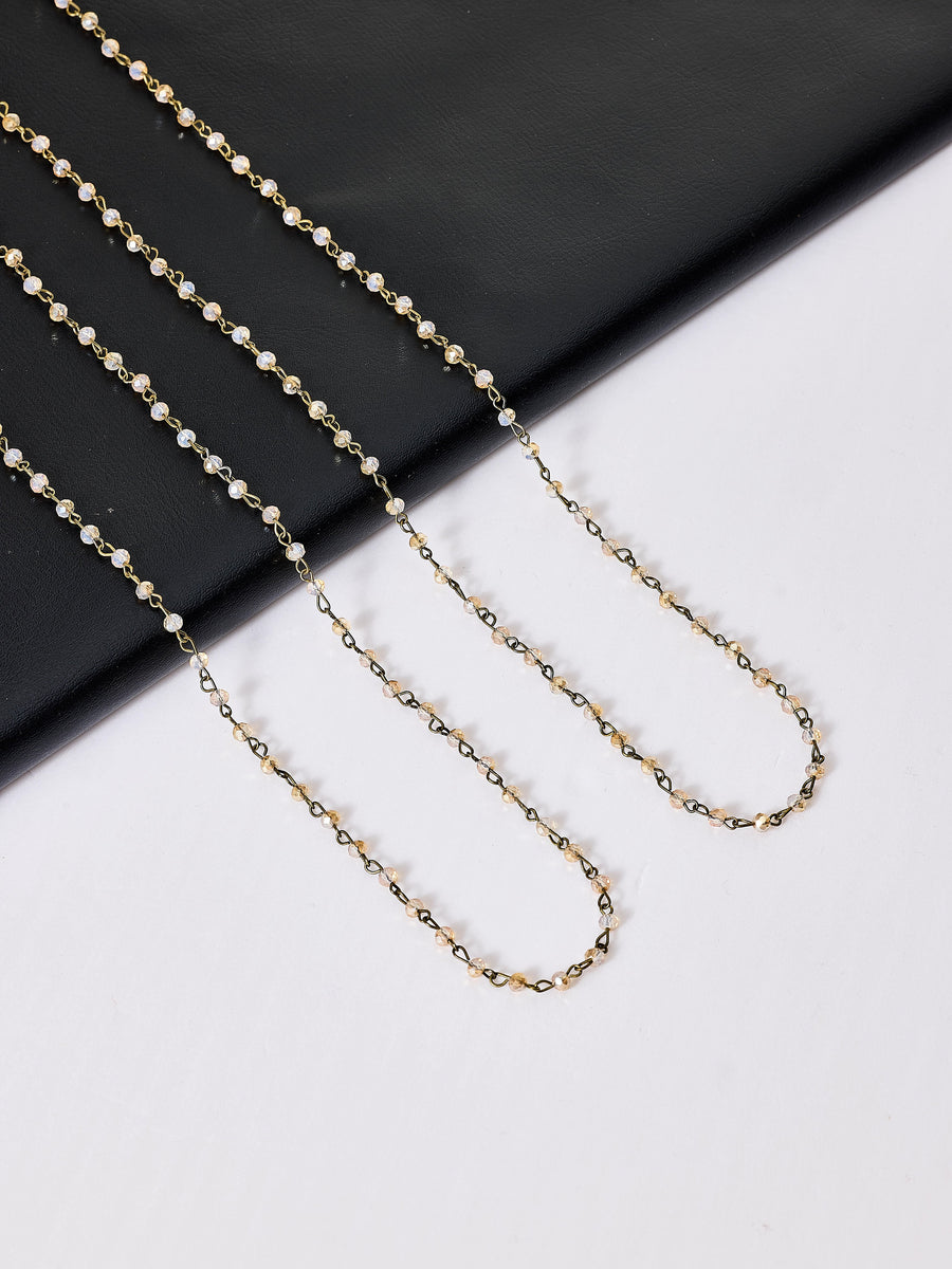 Crystal Beaded Chain Necklace N1163-24-Bronze