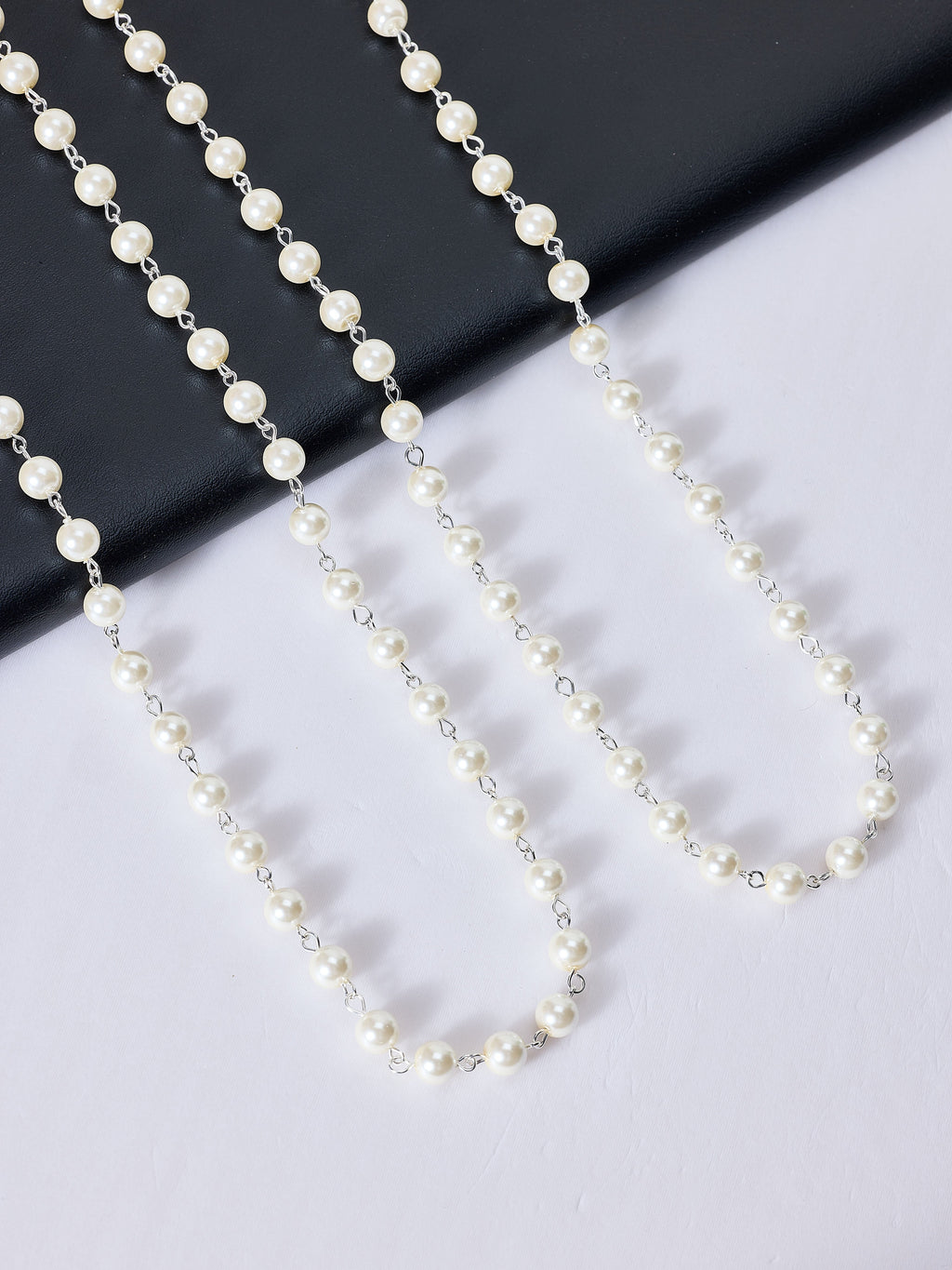 Pearl Beaded Chain Necklace N1163-30-WH - view 2