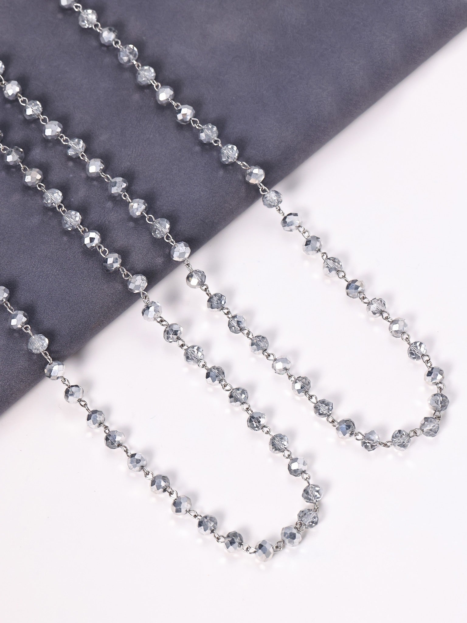 Crystal Beads Chain Necklace N1163-37-WH